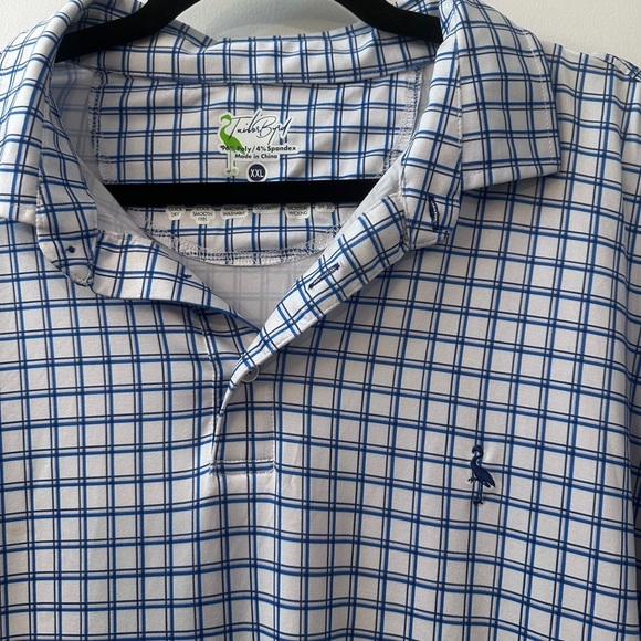 TailorByrd Men’s XXL Blue Check Polo Shirt Stretch Golf Casual Lightweight - Picture 4 of 11